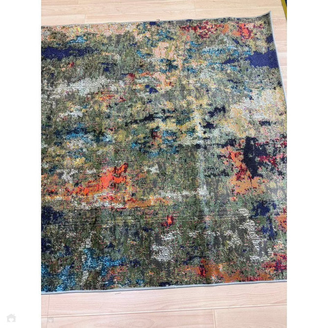 Colores Cloud CO01 Gardenia Modern Abstract Durable Easy-Care Low Profile Ribbed Short Pile Multicolour/Green/Orange Rug-Asiatic Carpets-Rug Love - The Most Loved Rug Store