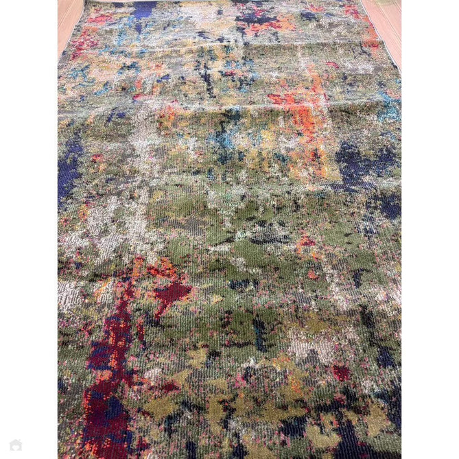 Colores Cloud CO01 Gardenia Modern Abstract Durable Easy-Care Low Profile Ribbed Short Pile Multicolour/Green/Orange Rug-Asiatic Carpets-Rug Love - The Most Loved Rug Store