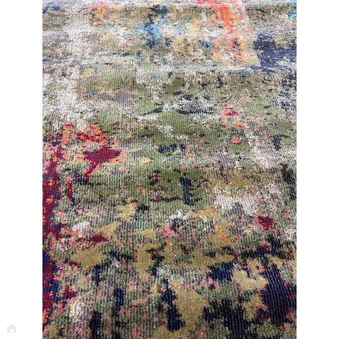 Colores Cloud CO01 Gardenia Modern Abstract Durable Easy-Care Low Profile Ribbed Short Pile Multicolour/Green/Orange Rug-Asiatic Carpets-Rug Love - The Most Loved Rug Store
