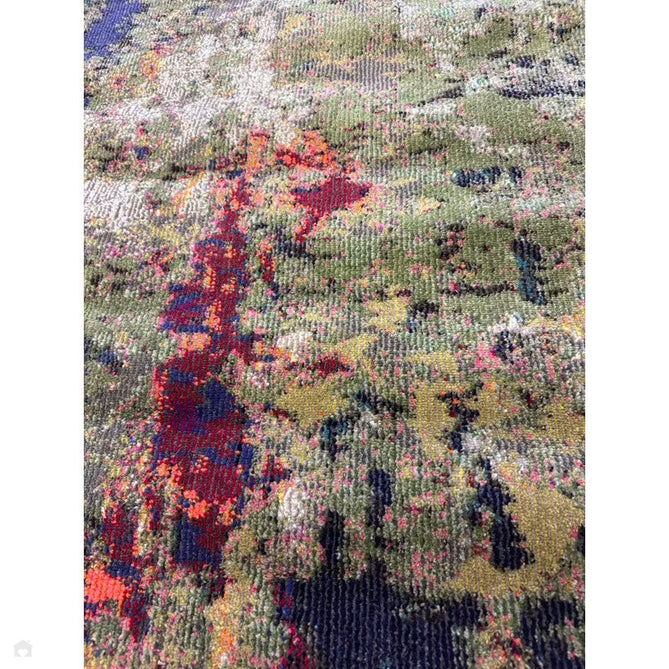 Colores Cloud CO01 Gardenia Modern Abstract Durable Easy-Care Low Profile Ribbed Short Pile Multicolour/Green/Orange Rug-Asiatic Carpets-Rug Love - The Most Loved Rug Store