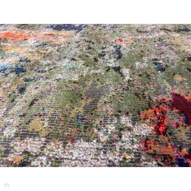 Colores Cloud CO01 Gardenia Modern Abstract Durable Easy-Care Low Profile Ribbed Short Pile Multicolour/Green/Orange Rug-Asiatic Carpets-Rug Love - The Most Loved Rug Store