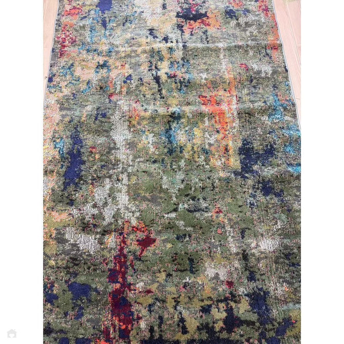 Colores Cloud CO01 Gardenia Modern Abstract Durable Easy-Care Low Profile Ribbed Short Pile Multicolour/Green/Orange Rug-Asiatic Carpets-Rug Love - The Most Loved Rug Store