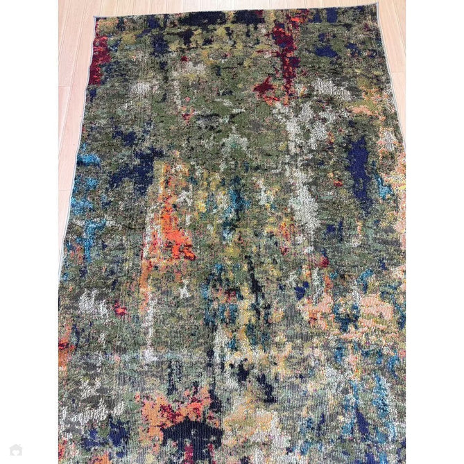 Colores Cloud CO01 Gardenia Modern Abstract Durable Easy-Care Low Profile Ribbed Short Pile Multicolour/Green/Orange Rug-Asiatic Carpets-Rug Love - The Most Loved Rug Store