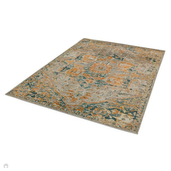 Colores Cloud CO02 Arabesque Modern Abstract Durable Easy-Care Low Profile Ribbed Short Pile Multicolour/Orange/Green/Yellow/Beige Rug-Asiatic Carpets-Rug Love - The Most Loved Rug Store