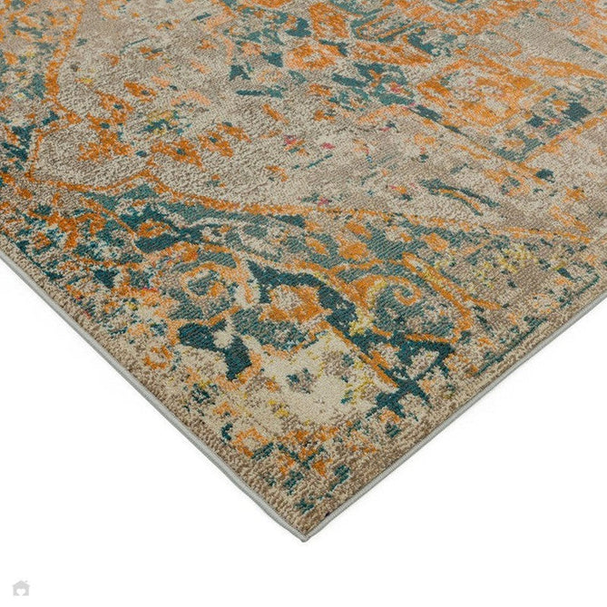 Colores Cloud CO02 Arabesque Modern Abstract Durable Easy-Care Low Profile Ribbed Short Pile Multicolour/Orange/Green/Yellow/Beige Rug-Asiatic Carpets-Rug Love - The Most Loved Rug Store