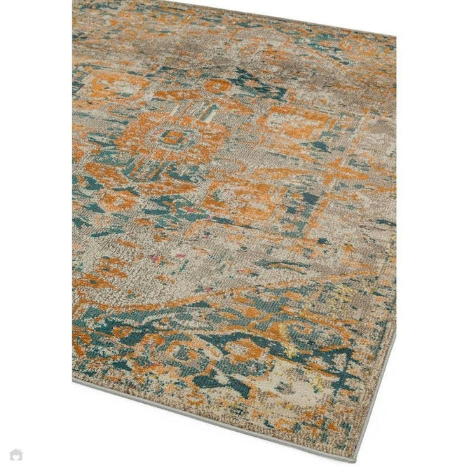 Colores Cloud CO02 Arabesque Modern Abstract Durable Easy-Care Low Profile Ribbed Short Pile Multicolour/Orange/Green/Yellow/Beige Rug-Asiatic Carpets-Rug Love - The Most Loved Rug Store