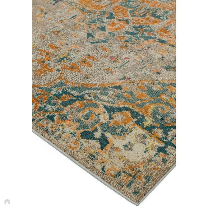 Colores Cloud CO02 Arabesque Modern Abstract Durable Easy-Care Low Profile Ribbed Short Pile Multicolour/Orange/Green/Yellow/Beige Rug-Asiatic Carpets-Rug Love - The Most Loved Rug Store