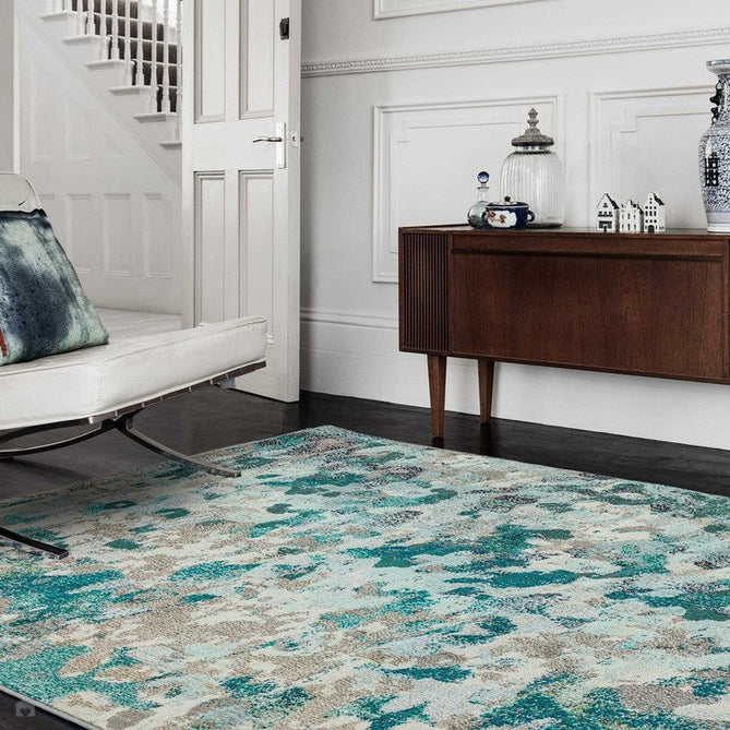 Colores Cloud CO03 Ethereal Modern Abstract Durable Easy-Care Low Profile Short Pile Multicolour/Blue/Teal/Beige/Grey/Cream Rug-Asiatic Carpets-Rug Love - The Most Loved Rug Store