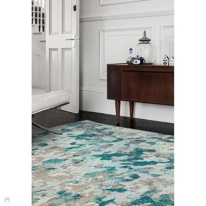 Colores Cloud CO03 Ethereal Modern Abstract Durable Easy-Care Low Profile Short Pile Multicolour/Blue/Teal/Beige/Grey/Cream Rug-Asiatic Carpets-Rug Love - The Most Loved Rug Store