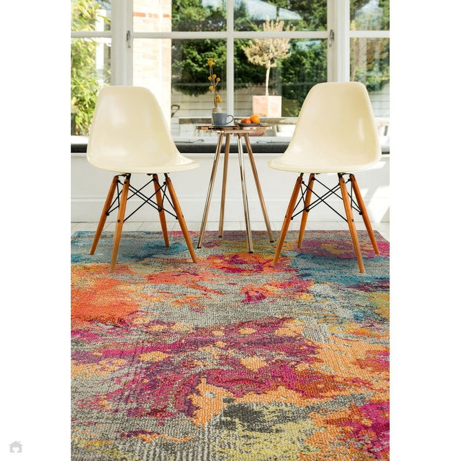 Colores Cloud CO04 Galactic Modern Abstract Durable Easy-Care Low Profile Ribbed Short Pile Multicolour/Orange/Purple/Blue/Yellow/Grey/Beige Rug-Asiatic Carpets-Rug Love - The Most Loved Rug Store