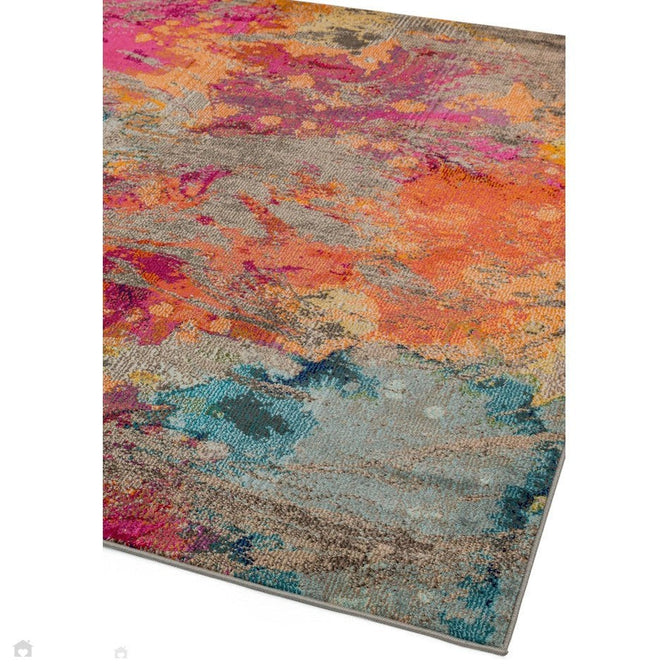 Colores Cloud CO04 Galactic Modern Abstract Durable Easy-Care Low Profile Ribbed Short Pile Multicolour/Orange/Purple/Blue/Yellow/Grey/Beige Rug-Asiatic Carpets-Rug Love - The Most Loved Rug Store