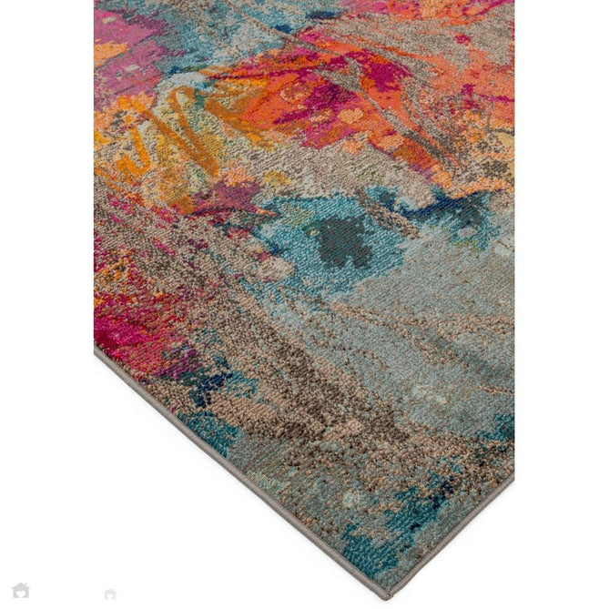 Colores Cloud CO04 Galactic Modern Abstract Durable Easy-Care Low Profile Ribbed Short Pile Multicolour/Orange/Purple/Blue/Yellow/Grey/Beige Rug-Asiatic Carpets-Rug Love - The Most Loved Rug Store