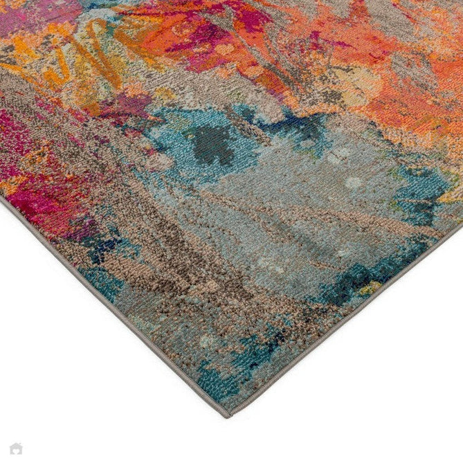 Colores Cloud CO04 Galactic Modern Abstract Durable Easy-Care Low Profile Ribbed Short Pile Multicolour/Orange/Purple/Blue/Yellow/Grey/Beige Rug-Asiatic Carpets-Rug Love - The Most Loved Rug Store