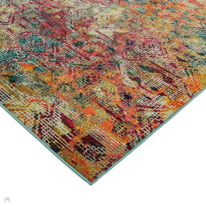 Colores Cloud CO05 Digital Modern Abstract Durable Easy-Care Low Profile Ribbed Short Pile Multicolour/Orange/Red/Yellow/Green/Blue Rug-Asiatic Carpets-Rug Love - The Most Loved Rug Store