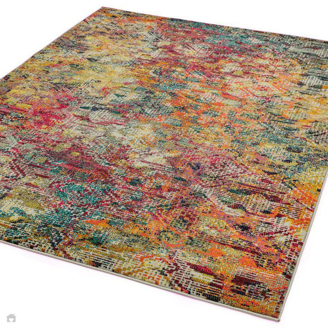 Colores Cloud CO05 Digital Modern Abstract Durable Easy-Care Low Profile Ribbed Short Pile Multicolour/Orange/Red/Yellow/Green/Blue Rug-Asiatic Carpets-Rug Love - The Most Loved Rug Store