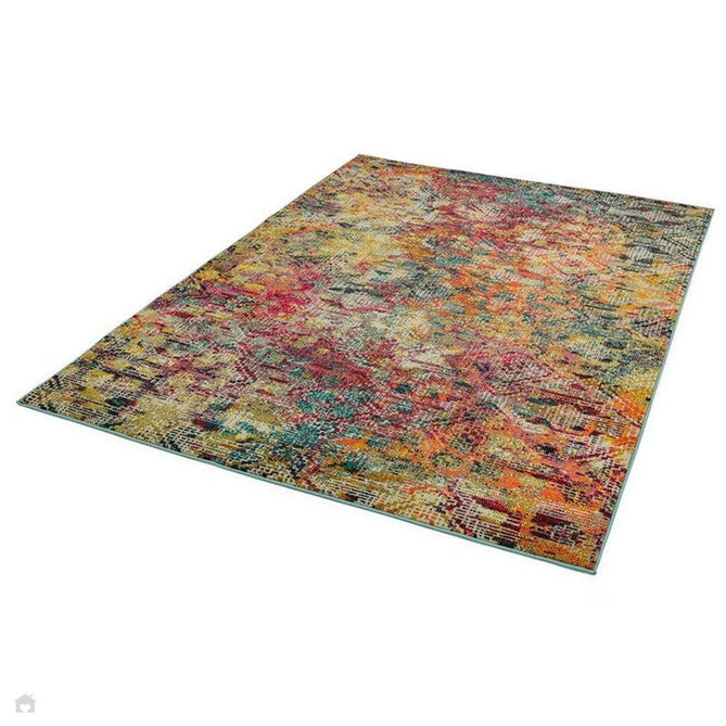 Colores Cloud CO05 Digital Modern Abstract Durable Easy-Care Low Profile Ribbed Short Pile Multicolour/Orange/Red/Yellow/Green/Blue Rug-Asiatic Carpets-Rug Love - The Most Loved Rug Store
