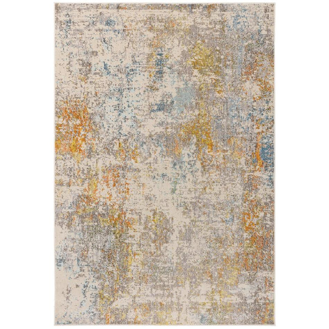 Colores Cloud CO10 Sunset Modern Abstract Durable Easy-Care Low Profile Ribbed Short Pile Ivory/Grey/Beige/Orange/Yellow/Blue/ Multicolour Rug-Asiatic Carpets-Rug Love - The Most Loved Rug Store