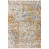 Colores Cloud CO10 Sunset Modern Abstract Durable Easy-Care Low Profile Ribbed Short Pile Ivory/Grey/Beige/Orange/Yellow/Blue/ Multicolour Rug