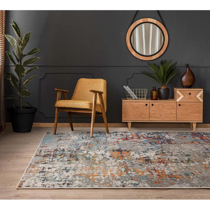 Colores Cloud CO11 Everest Modern Abstract Durable Easy-Care Low Profile Ribbed Short Pile Light Grey/Cream/Blue/Orange/Green/Yellow/Multicolour Rug-Asiatic Carpets-Rug Love - The Most Loved Rug Store