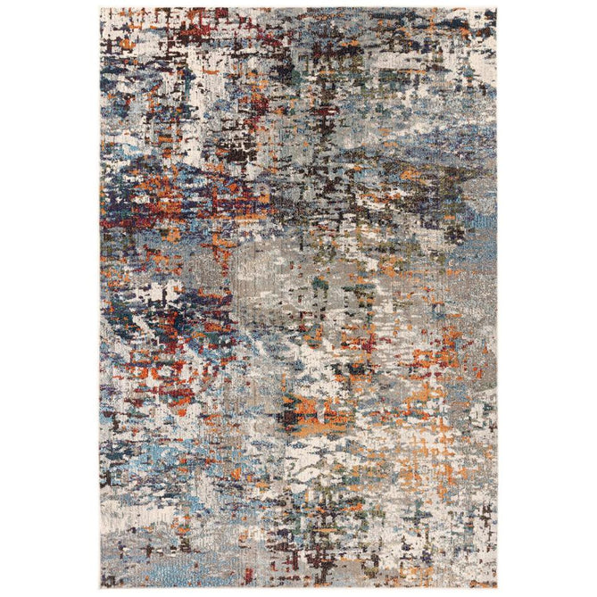 Colores Cloud CO11 Everest Modern Abstract Durable Easy-Care Low Profile Ribbed Short Pile Light Grey/Cream/Blue/Orange/Green/Yellow/Multicolour Rug-Asiatic Carpets-Rug Love - The Most Loved Rug Store