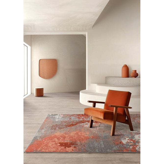 Colores Cloud CO12 Magma Modern Abstract Durable Easy-Care Low Profile Ribbed Short Pile Stone Grey/Terracotta Red/Clay Orange/Taupe/Ivory/Multicolour Rug-Asiatic Carpets-Rug Love - The Most Loved Rug Store
