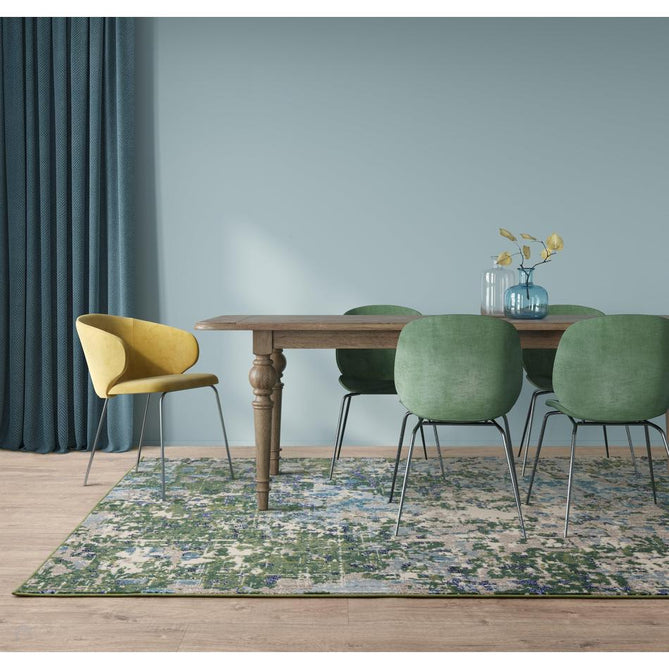 Colores Cloud Jungle CO09 Modern Abstract Durable Easy-Care Low Profile Ribbed Short Pile Ivory/Forest Green/Teal Blue/Slate Grey/Multicolour Rug-Asiatic Carpets-Rug Love - The Most Loved Rug Store