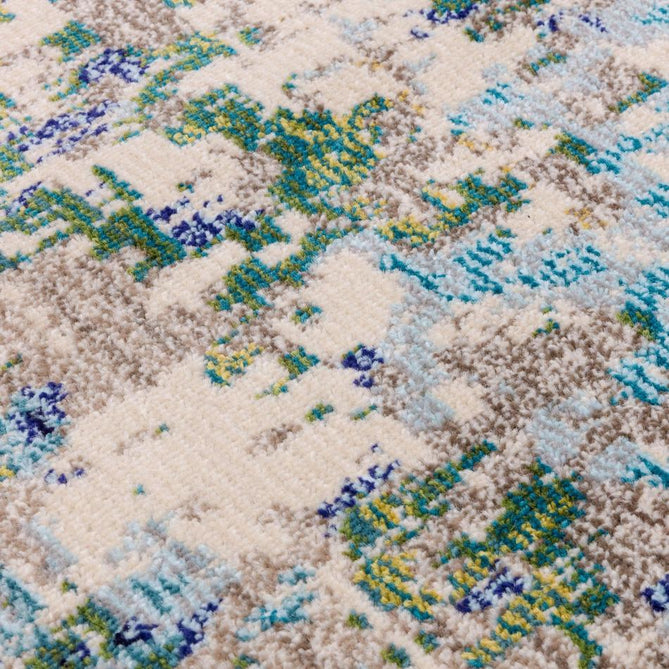 Colores Cloud Jungle CO09 Modern Abstract Durable Easy-Care Low Profile Ribbed Short Pile Ivory/Forest Green/Teal Blue/Slate Grey/Multicolour Rug-Asiatic Carpets-Rug Love - The Most Loved Rug Store