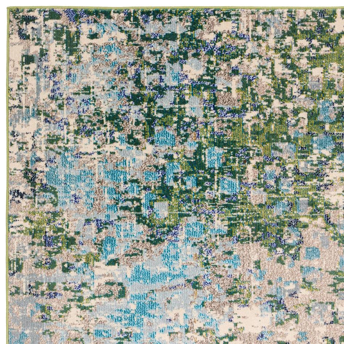 Colores Cloud Jungle CO09 Modern Abstract Durable Easy-Care Low Profile Ribbed Short Pile Ivory/Forest Green/Teal Blue/Slate Grey/Multicolour Rug-Asiatic Carpets-Rug Love - The Most Loved Rug Store