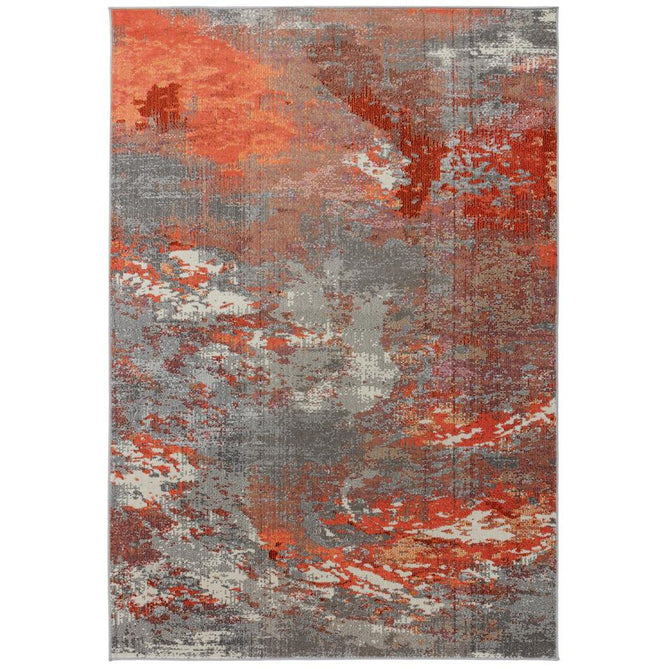 Colores Cloud Magma CO12 Modern Abstract Durable Easy-Care Low Profile Ribbed Short Pile Stone Grey/Terracotta Red/Clay Orange/Taupe/Ivory/Multicolour Rug-Asiatic Carpets-Rug Love - The Most Loved Rug Store