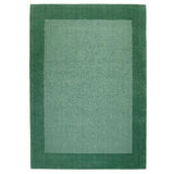 Colours Modern Plain Ribbed Contrast Smooth Border Hand-Woven Wool Green Rug