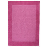 Colours Modern Plain Ribbed Contrast Smooth Border Hand-Woven Wool Pink Rug