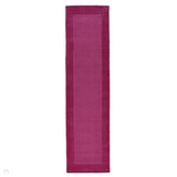 Colours Modern Plain Ribbed Contrast Smooth Border Hand-Woven Wool Pink Runner