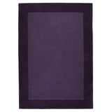 Colours Modern Plain Ribbed Contrast Smooth Border Hand-Woven Wool Purple Rug