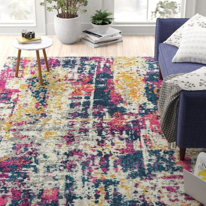 Colt CL01 Abstract Modern Abstract Durable Low Short Pile Multicolour/Pink/Yellow/Blue Rug-Asiatic Carpets-Rug Love - The Most Loved Rug Store