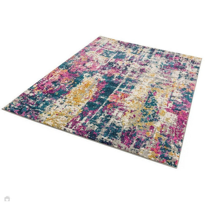 Colt CL01 Abstract Modern Abstract Durable Low Short Pile Multicolour/Pink/Yellow/Blue Rug-Asiatic Carpets-Rug Love - The Most Loved Rug Store
