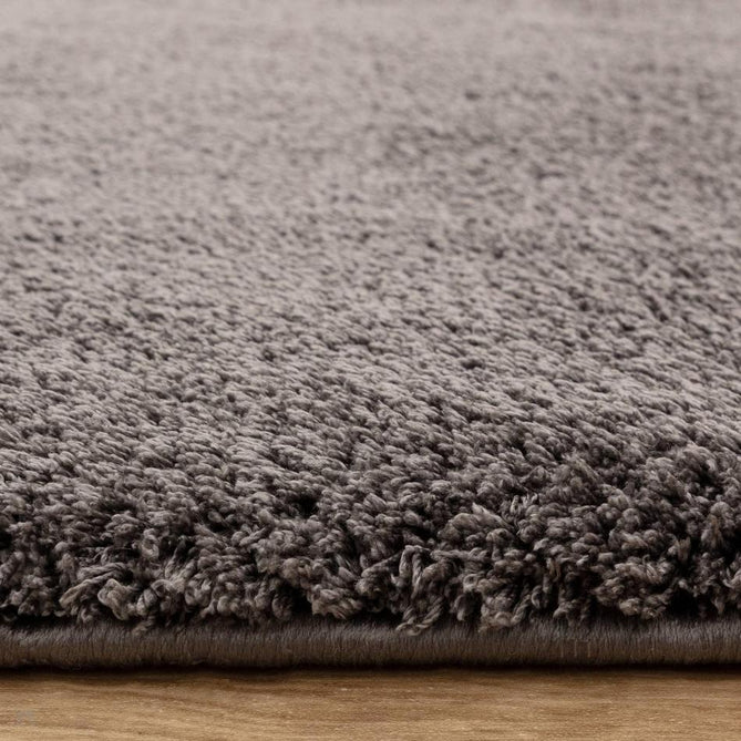 Como Plush Plain Super-Soft Silky Shimmer Ultra High-Density Mid-Height Polyester Shaggy Charcoal Grey Rug-Asiatic Carpets-Rug Love - The Most Loved Rug Store