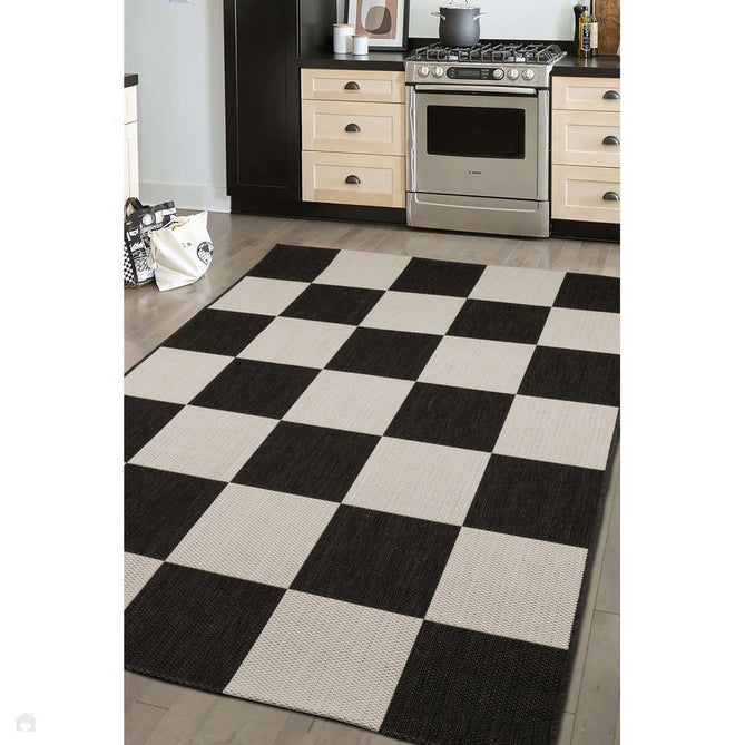 County Chequer Black In-Outdoor Flatweave Rug-Melrose-Rug Love - The Most Loved Rug Store
