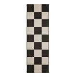 County Chequer Black In-Outdoor Flatweave Runner
