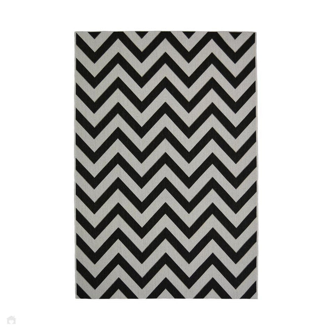 County Chevron Black In-Outdoor Flatweave Rug-Melrose-Rug Love - The Most Loved Rug Store