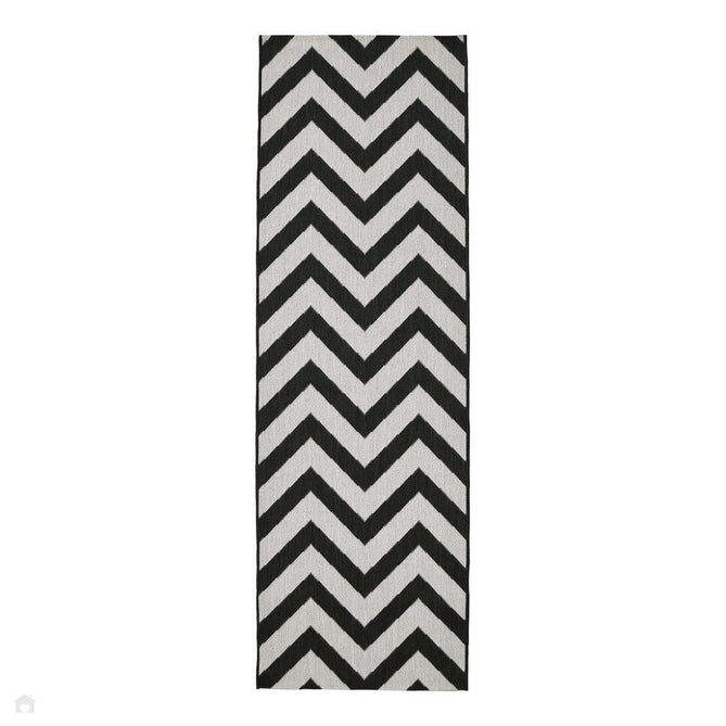 County Chevron Black In-Outdoor Flatweave Runner-Melrose-Rug Love - The Most Loved Rug Store