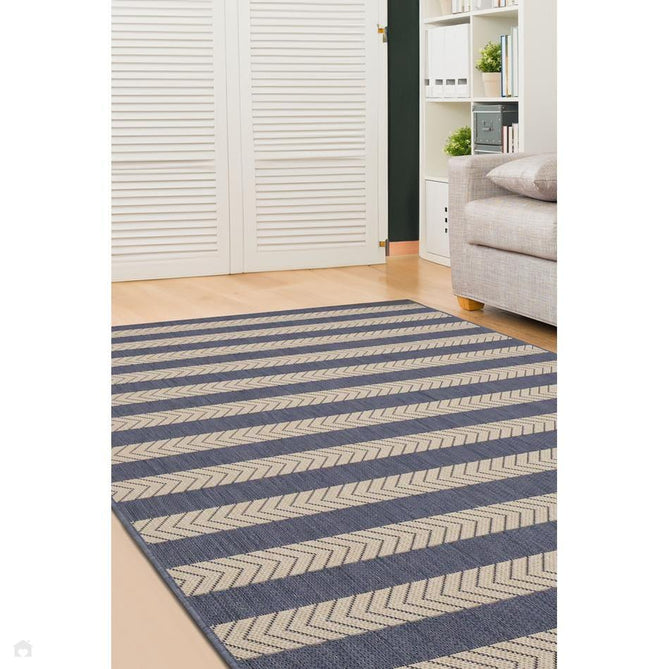 County Stripe Navy In-Outdoor Flatweave Rug-Melrose-Rug Love - The Most Loved Rug Store