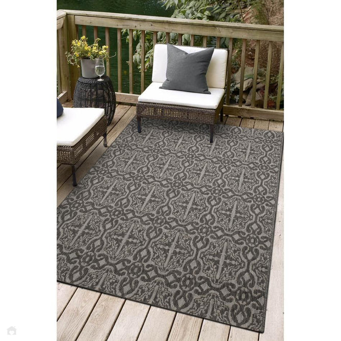County Victorian Grey In-Outdoor Flatweave Rug-Melrose-Rug Love - The Most Loved Rug Store