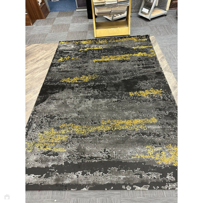 Craft 19788 Modern Abstract Distressed Marbled Metallic Shimmer Soft Textured Black/Grey/Gold Rug-Think Rugs-Rug Love - The Most Loved Rug Store