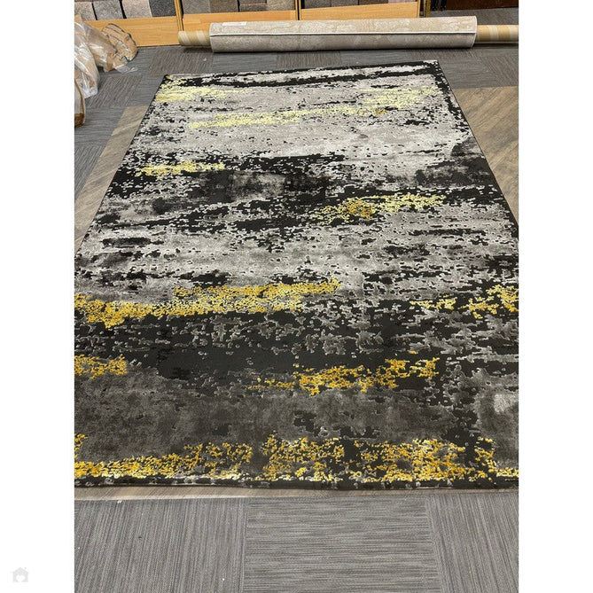 Craft 19788 Modern Abstract Distressed Marbled Metallic Shimmer Soft Textured Black/Grey/Gold Rug-Think Rugs-Rug Love - The Most Loved Rug Store