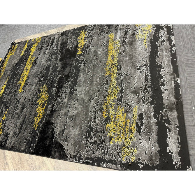 Craft 19788 Modern Abstract Distressed Marbled Metallic Shimmer Soft Textured Black/Grey/Gold Rug-Think Rugs-Rug Love - The Most Loved Rug Store