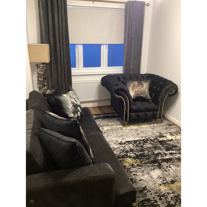 Craft 19788 Modern Abstract Distressed Marbled Metallic Shimmer Soft Textured Black/Grey/Gold Rug-Think Rugs-Rug Love - The Most Loved Rug Store