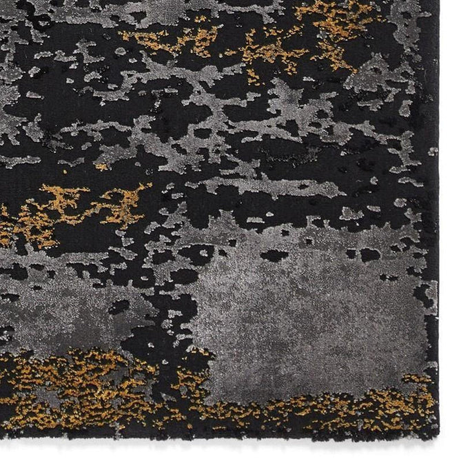 Craft 19788 Modern Abstract Distressed Marbled Metallic Shimmer Soft Textured Black/Grey/Gold Rug-Think Rugs-Rug Love - The Most Loved Rug Store