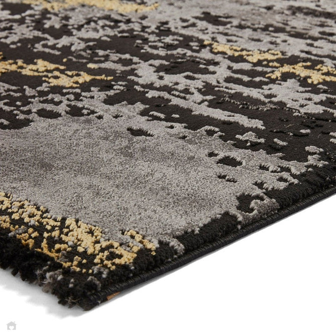 Craft 19788 Modern Abstract Distressed Marbled Metallic Shimmer Soft Textured Black/Grey/Gold Rug-Think Rugs-Rug Love - The Most Loved Rug Store