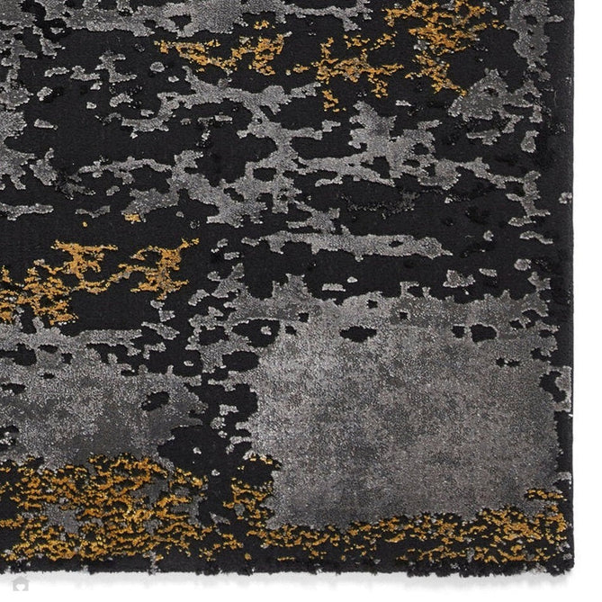 Craft 19788 Modern Abstract Distressed Marbled Metallic Shimmer Soft Textured Black/Grey/Gold Rug-Think Rugs-Rug Love - The Most Loved Rug Store