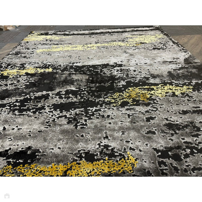 Craft 19788 Modern Abstract Distressed Marbled Metallic Shimmer Soft Textured Black/Grey/Gold Rug-Think Rugs-Rug Love - The Most Loved Rug Store